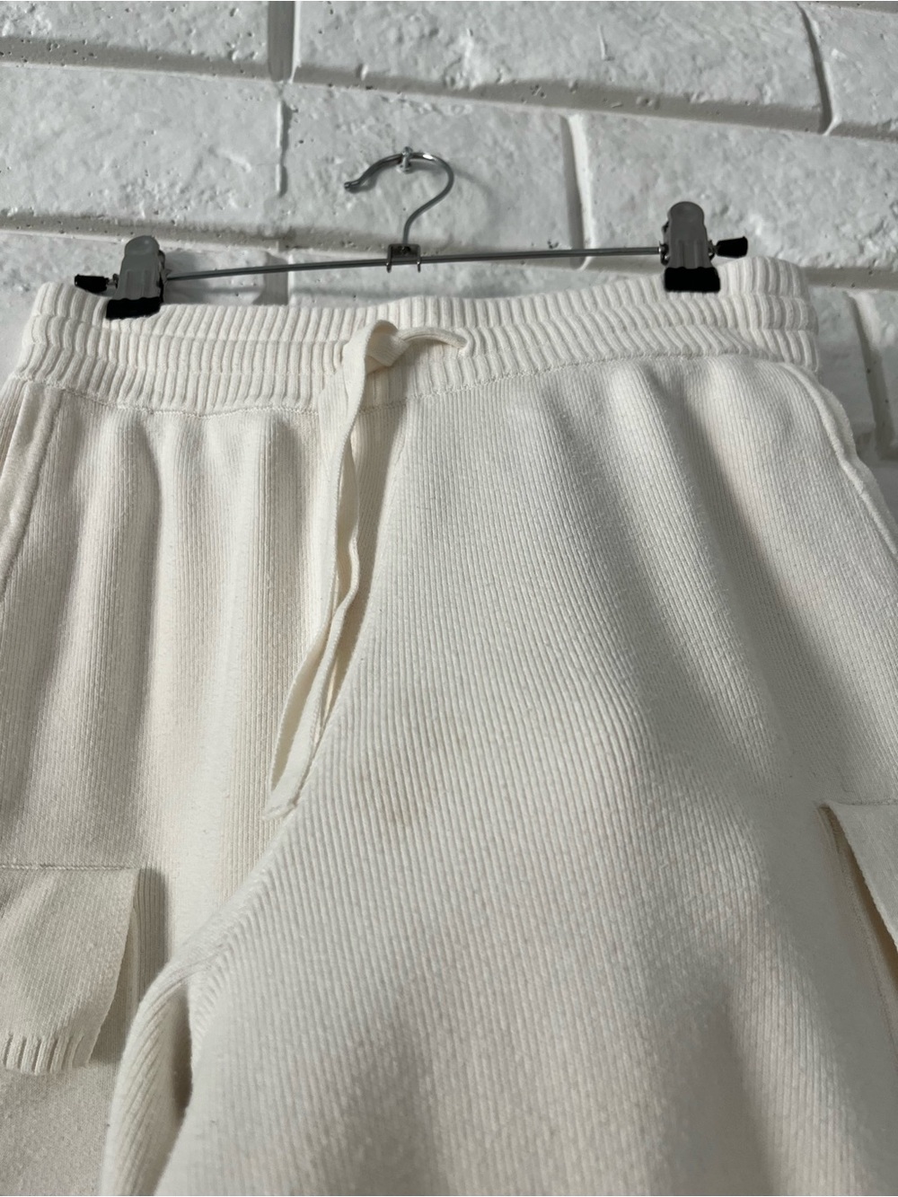 Alo Scholar Knit Cargo Pants Ivory High Waist Wide Leg Small - Picture 6 of 12